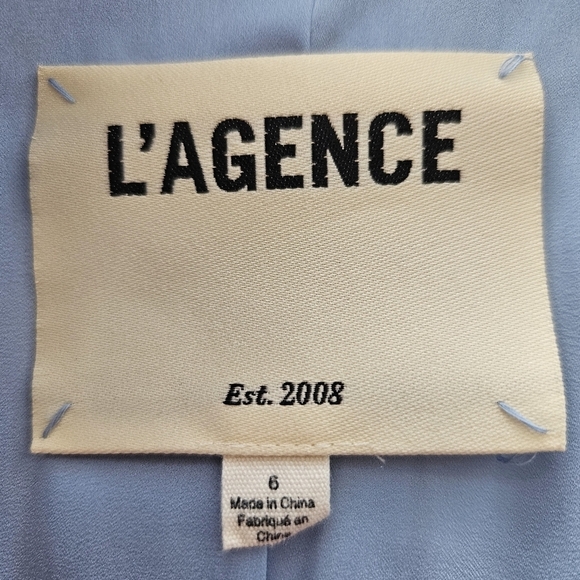 L'Agence Taryn Double Breasted Pinstripe Silk Blazer Sz 6 - Picture 14 of 15